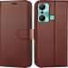 Frazil Leather Magnetic Vintage Flip Wallet Case Cover for Infinix Hot 12 Pro (Brown)