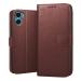 RJR Motorola Moto E22s Flip Cover | Magnet Kick Stand | Shockproof | Dual Layer | Leather Flip Flap Mobile Flip Back Case Cover for Motorola Moto E22s- Brown