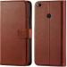 Slugabed Flip Cover Back Case for Mi Max 2 | Leather Finish | Inbuilt Stand & Pockets | Wallet Style Flip Back Case Cover for Mi Max 2 (Brown)