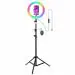Zebronics ZEB-RL10 254mm (10) Selfie Ring Light with 6 feet extendable Tripod, 26 RGB LED Modes, BT Shutter Trigger, Phone Holder, Cool/Medium/Warm Modes, USB Powered and in-line Controller
