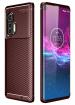 Golden Sands Motorola Edge+ Back Cover Drop Tested Shock Proof Slim Armor Aramid Carbon Fibre Rugged TPU Case for Moto Edge Plus, Coffee Brown