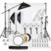 HIFFIN Photography Lighting Kit Background Support System with 1 Color Backdrop, 2 Umbrella, 3 Softbox, Continuous Lighting Backdrop Kit for Photo Video Shooting