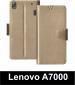 Sbms Lenovo A7000 Gold Artificial Leather Shock Proof Flip Cover