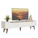 Madesa Easy to Assemble TV Stand with Doors and Drawer for TV (White) - up to 75 inch