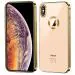 Monkish iPhone X/10 New CD Chrome Back Cover with Ring Logo Cut Pattern Electroplating Logo View Cover Compatible with Apple iPhone X/10 (Gold)