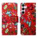 A D Enterprises Red Pattern Flip Cover for SAMSUNG A55 5G | Magnetic Case | Shock Absorbent | Flip Cover SAMSUNG A55 5G