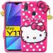 Fastship Rubber Hello Kitty with Golden Latkan Case Back Cove Perfect Fit for Vivo 1906 / Vivo_ Y11 2019 - Pink