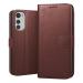 SROCK Motorola Moto E32S Flip Cover | Magnet Kick Stand | Shockproof | Dual Layer | Leather Flip Flap Mobile Flip Back Case Cover for Motorola Moto E32S- Brown