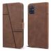Jkobi Flip Cover Case For Samsung Galaxy A51 ( Stitched Leather Finish | Magnetic Closure | Inner TPU | Foldable Stand | Wallet Card Slots | Brown)