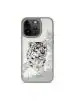 TREEMODA Santa Barbara Embroidered Snow Leopard Series Leather White Back Case Compatible for iPhone 15 Pro Max.