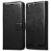 Fastship Faux leather Wallet with Back Case TPU build Stand & Magnetic Closure Flip Cover for Lenovo A6000 Plus - Venom Black