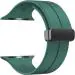 RUPELIK (49mm Silicone Megnatic Lock Strap Green) Soft Silicone iWatch Strap Band Compatible with Apple Watch Ultra 49mm 45mm 44mm 42mm Magnetic Clasp Adjustable Strap For iWatch Series 8 7 6 5 4 3 2 1 SE SE 2nd Gen(Green)