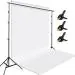 Hiffin White, Black Cotton, Iron Photo Light Studio Muslin Background Stand Backdrop Support System Kit With Mini Ball Head And Curtain