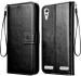 Xykos Black Artificial Leather Mobile Flip Cover with Holder for Lenovo A6000