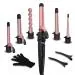 AGARO HS1707 6-in-1 Multi Hair Styler, Curling Wand Set, Instant Heat Up, 6 Interchangeable Barrels, Tourmaline Infused Ceramic Coated Barrel, Adjustable Temperature Settings, Black & Rose gold