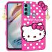 JOBINKA (Hello Kitty Motorola / Moto G60 Pink) Hello Kitty Rupper Back Case Cover |3D Cute| Soft Silicone Back Cover with Pendant Compatible for Motorola / Moto G60 / G40 (Pink)