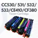 NP Tech CC530/CE410/CF380 Toner Cartridge B/ C/ Y/ M Compatible with HP Color Laserjet Printer CP2025/2020/CM2320 / CM 3530/CM 3525 Model (Black/ Cyan/ Yellow/ Magenta) Pack of 4