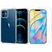 Kite Digital iPhone 12 Transparent Bumper Shock Proof Corner Soft TPU Silicone Flexible Back Case Cover + Transparent Tempered Glass Screen Protector