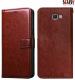 SCARDY SAMSUNG GALAXY J7 PRIME BACK COVER / LEATHER FLIP COVER / BROWN COLOR