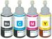 GPN PRINT Refill for Ise In Canon Pixma E470 Multi Function PrInter Cyan Magen Black and Tri Color Combo Ink Bottle (Pack of 4)