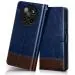 Fashionury Flip Back Cover Case for Lava Agni 2 5G | Genuine Leather Finish | Designer Button | Inbuilt Pockets & Stand | Flip Cover Back Case for Lava Agni 2 5G (Blue with Coffee)