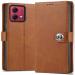 Fastship Motorola Moto G84 5G Flip Cover | Full Protection |Back TPU Wallet Stylish Button Magnetic Book Cover Leather Flip Case for Motorola G84 5G - Executive Brown