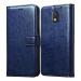 Fastship Leather Finish Inside TPU Wallet Stand Magnetic Closure Flip Cover for Motorola E3 Power - Navy Blue