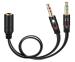 WETEK 3.5mm Stereo 2 Male to 1 Female Y-Splitter AUX Cable with Separate Headphone/Earphone/Microphone- Black