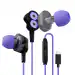 Kreo Hydra C Type Dual Dynamic Driver In-Ear Wired Gaming Earphones with Microphone, Tangle-free Gaming Earphones with Noise Isolating Technology and EZ Volume Control Slider, Wired Headset for Gaming (Black & Purple)