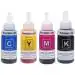 RC Print Ink For Epson T664 L100 , L110 , L130 , L200 , Black + Tri Color Combo Pack Ink Bottle