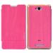 Baseus Pink Leather Flip Cover Case For Sony Xperia C Dual Sim C2305