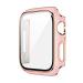 LIRAMARK Case Cover with Built-in Tempered Glass Screen Protector Compatible with 45mm Series of Apple Watch iWatch 7 ( Pink with Golden Edge, 45mm) [ Snap On Design]