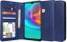 Unistuff Faux Leather Back Case Flip Cover for Infinix Smart 4 Plus with ID Card Slot | Foldable Kickstand | 2 Card Slot | 1 Cash Slot - Executive Blue, 60121