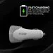 iAir 2.4A Dual USB Port Fast Charging Car Charger with Micro USB Cable Compatible with All Smartphones, Cellular Phone and Tablets, C2_White