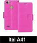 Sbms Itel A41 Pink Artificial Leather Shock Proof Flip Cover