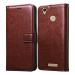 Casotec Premium Leather Kickstand Wallet Flip Case Cover with Magnetic Closure for Lyf Water 7S - Brown