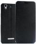 Pudini Black Leather Flip Cover Case For Micromax Yu Yureka