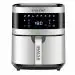 INALSA Sous Chef, 1650W, 6.5L Digital Air Fryer with Stainless Steel body, 8 Preset Programs, Variable Temperature Control & Auto Shake Reminder Black & Silver