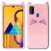 MONKISH Samsung Galaxy M31 Prime Edition Pink Rubber 3D Cute Cat Mustache Kitty Case Cover|Mobile Cover|Mobile case|Flip cover