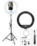 Adzoy White Combo Of Ring Light, Tripod And Collar Mic (Pack Of 3)