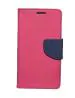 Fastship Imported Canvas Cloth Smooth Flip Cover for Samsung J7 - SM-J700F (2015) | Inside TPU & Inbuilt Stand | Wallet Style Back Cover Case | Stylish Mercury Magnetic Closure - Pink::Blue