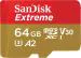 SanDisk Extreme 64GB microSDXC UHS-I, V30, 170MB/s Read,80MB/s Write, memory Card for 4K Video on Smartphones, Action Cams and Drones