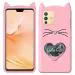 UNILORD Vivo V23 Pro Pink Silicone Love Cat 3D Heart Design Flexible Ear Cat Kitty Girls Back Cover Case