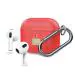 Golden Sand Leather Textured Rugged Armor TPU Flexible Protective Case Cover for Apple Airpods 3rd Gen (2021) - Red