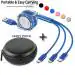 BUFONA 3in1 Retractable Multiple Port Charging Cable Mobile Data Cable+Carry Pouch Magic Charging Cable Multipin Fast Charger Cord All In One Charging Pad