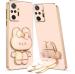 SYOTT 3D Bunny with Folding Stand Back Cover Case Compatible for Mi Redmi Note 10 Pro Slim electroplated case Stand case Soft TPU Bunny Theme Camera Protection | Pink