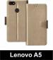 Sbms Lenovo A5 Gold Artificial Leather Shock Proof Flip Cover