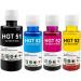 RC Print GT51 Ink for HP 310, 315, 319, 410, 415, 419, GT5810, GT5820, GT5821 Black + Tri Color Combo Pack Ink Bottle