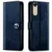 COVERBLACK Genuine Matte Leather Finish Flip Cover for OPPO CPH2471 / A17K | Inside Back TPU & Inbuilt Stand | Wallet Stylish Button Magnetic Closure for OPPO A17K - Navy Blue