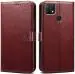 AmericHome Oppo A15, Model CPH2185, Oppo A15s, Model CPH2179 Brown Rubber, Cloth, Artificial Leather Shock Proof Mobile Flip Cover